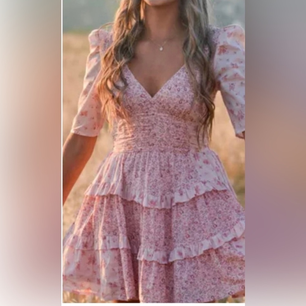 Amercian Eagle Coastal Cowgirl Rodeo Festival Tiered Floral Dress Size L
